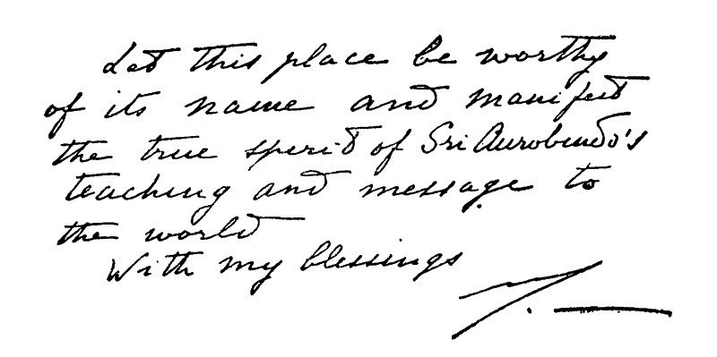 Mother's handwriting with Delhi Ashram consecration