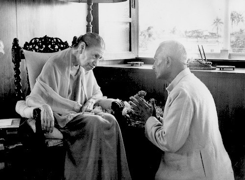 Sri Surendranath Jauhar seeking blessings from The Mother